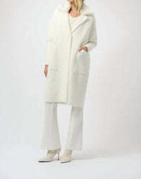 Joseph Ribkoff - Notched Collar Long Sleeves Faux Fur Coat