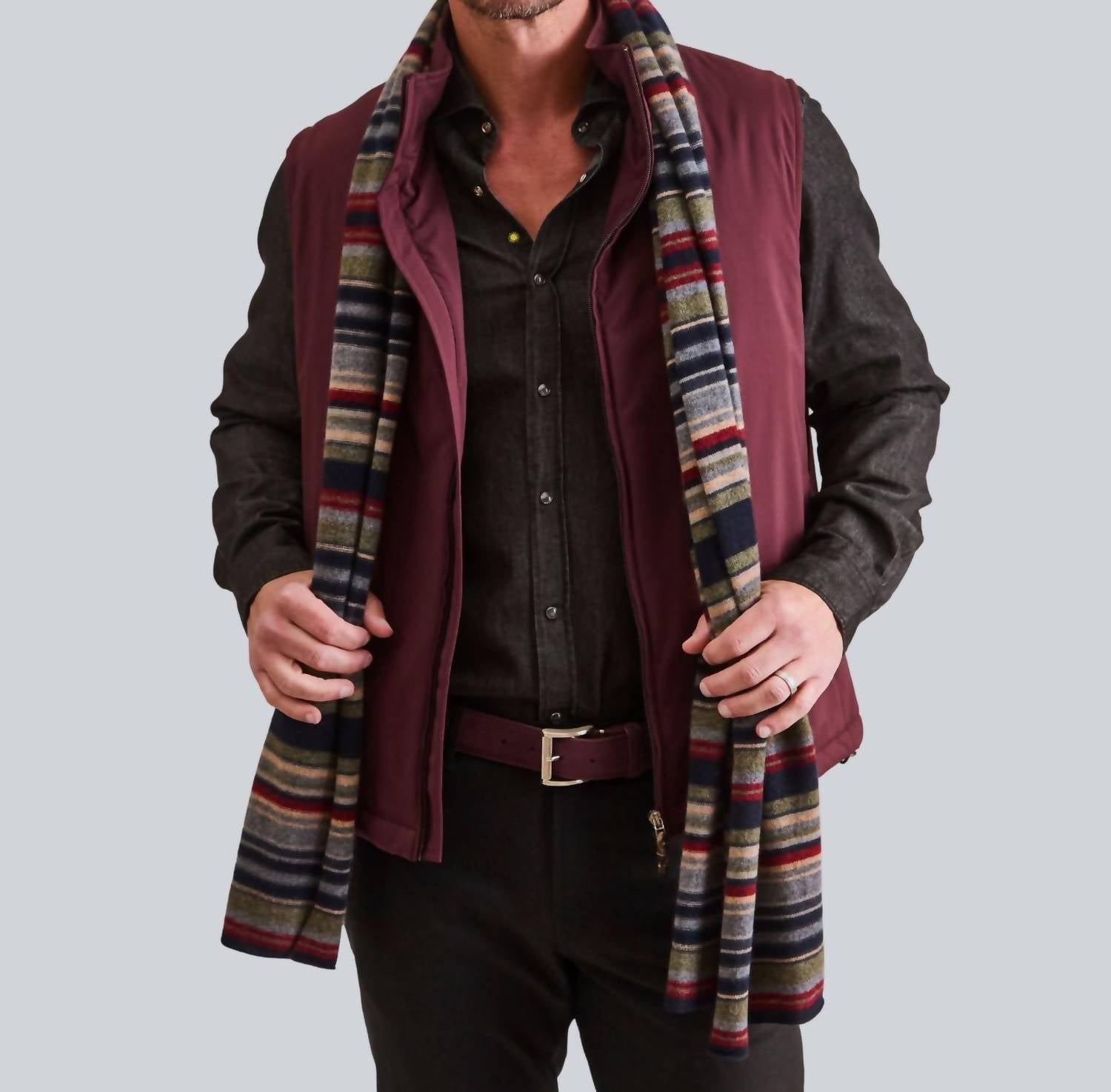 Lanificio Colombo Ranger Front Zip Vest in burgundy - men's item
