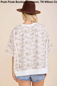Main Strip - Women's Western Scenic Print Relaxed Fit Top