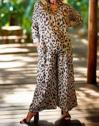 Look Mode Usa - Cheetah Print Wide Leg Pants