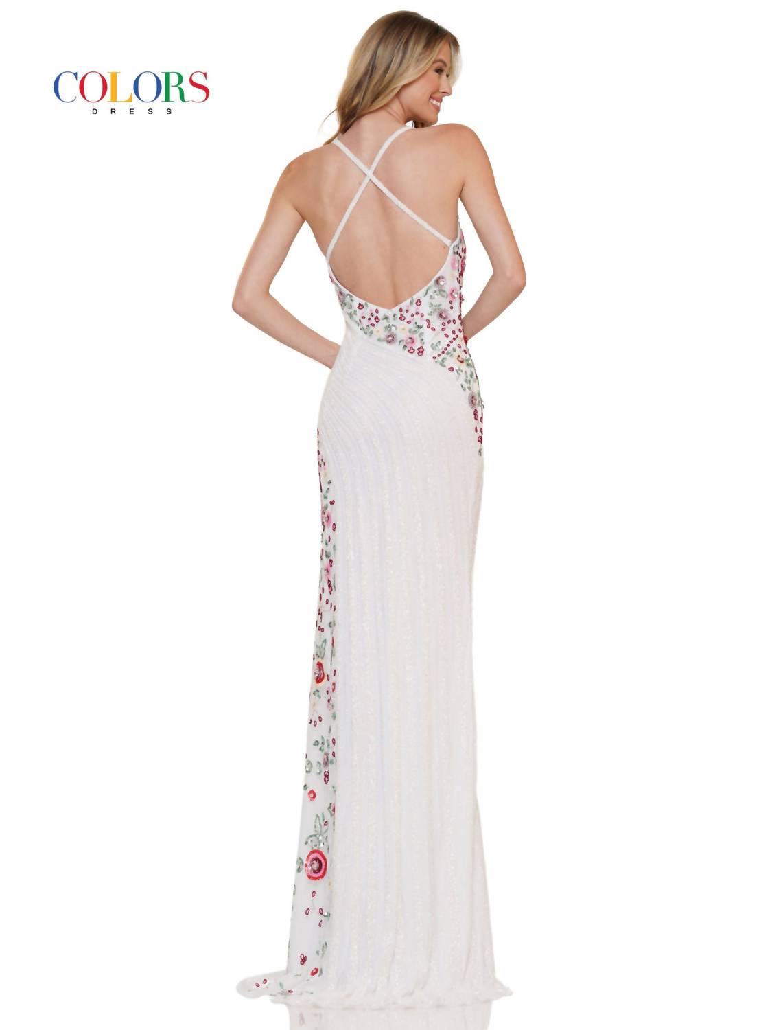 Colors Dress - Floral Beaded Mesh Gown