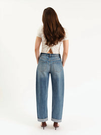 DAZE Alder High Rise Barrel Jeans in the blues - women's jeans - alternate view