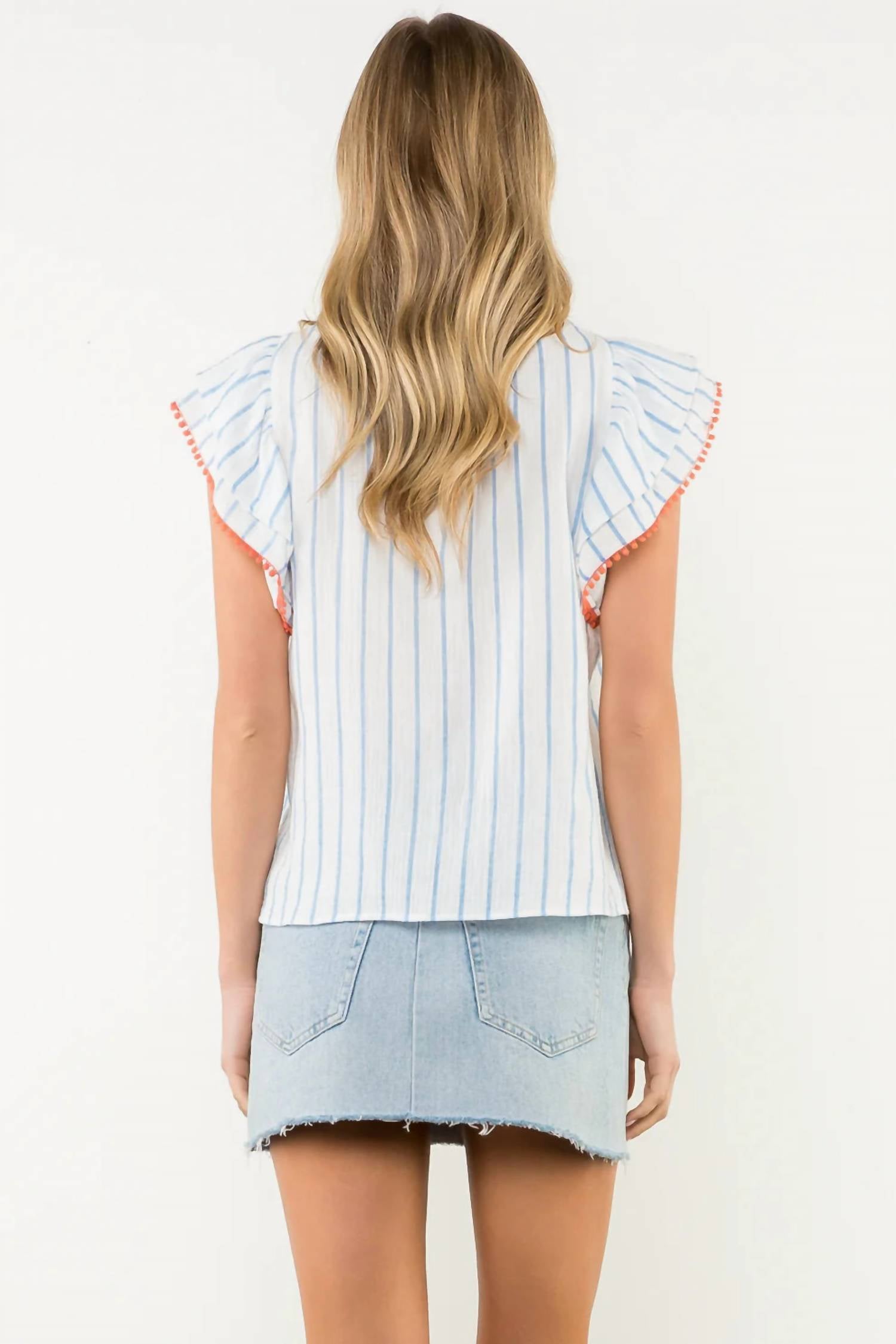 Thml - Flutter Sleeve Striped Top