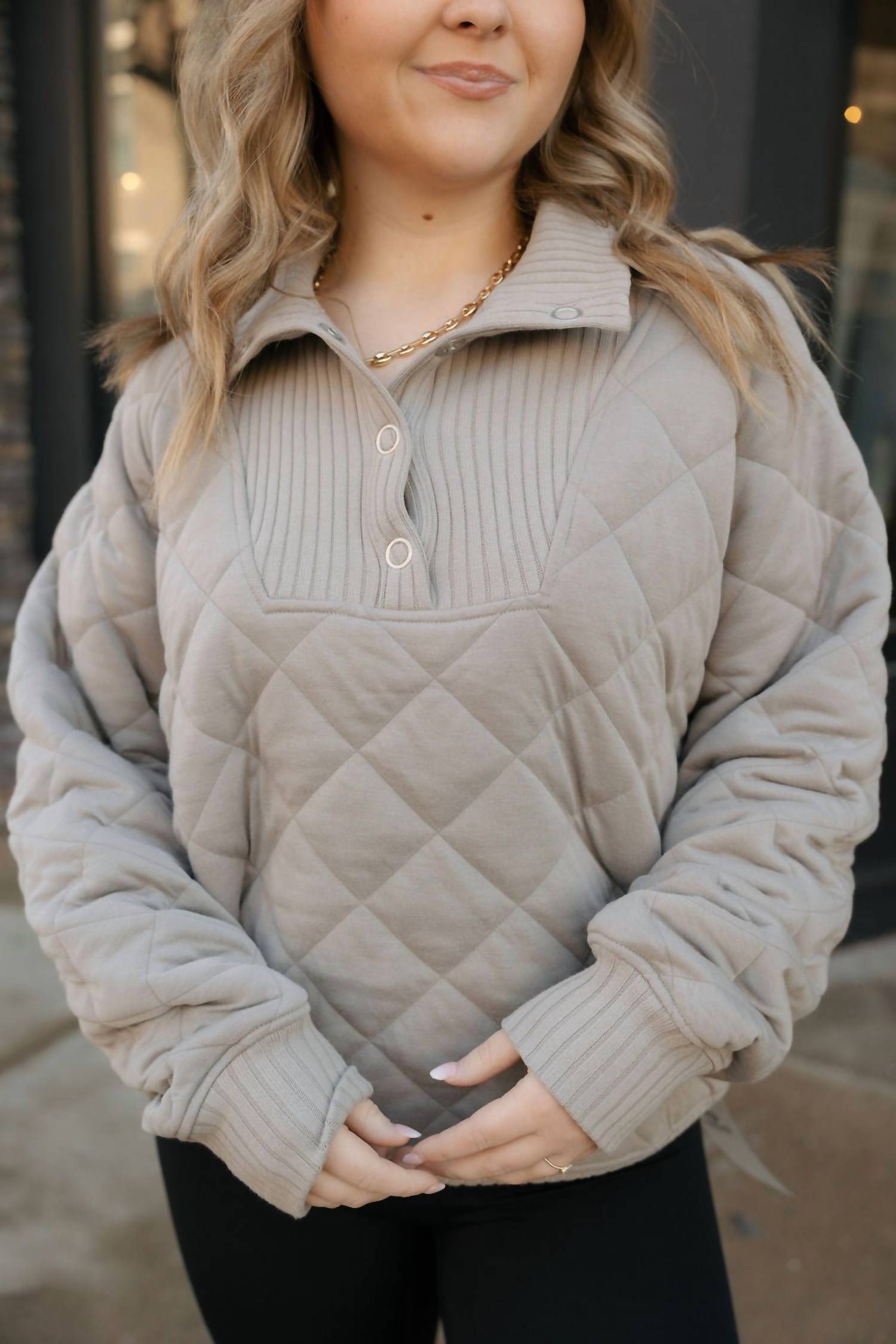 Rae Mode - Quilted Snap Pullover