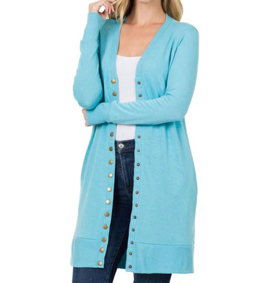 Zenana - Full Sleeve Long Snap Cardigan