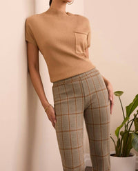 Tribal - Plaid Knit Ponte Pull-on Ankle Pant