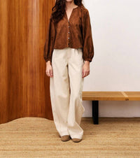 FRNCH Pensee Glace Blouse in marron - women's blouse - alternate view