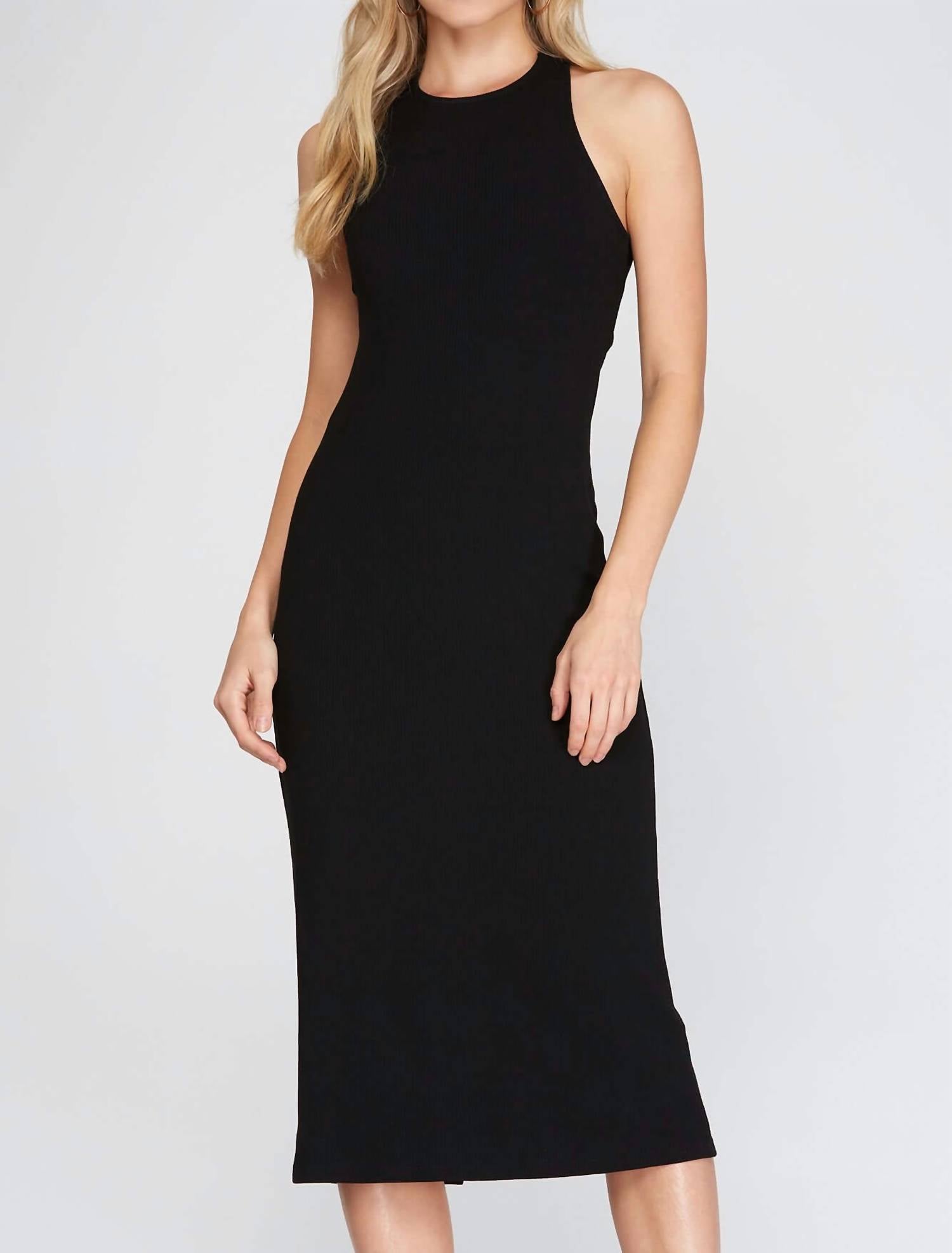 She + Sky - Delilah Cross Back Ribbed Knit Bodycon Midi Dress
