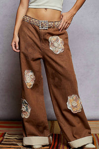 Pol - Floral Patchwork Wide Leg Pants