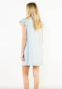 Thml - Flutter Sleeve Striped Embroidery Detail Dress