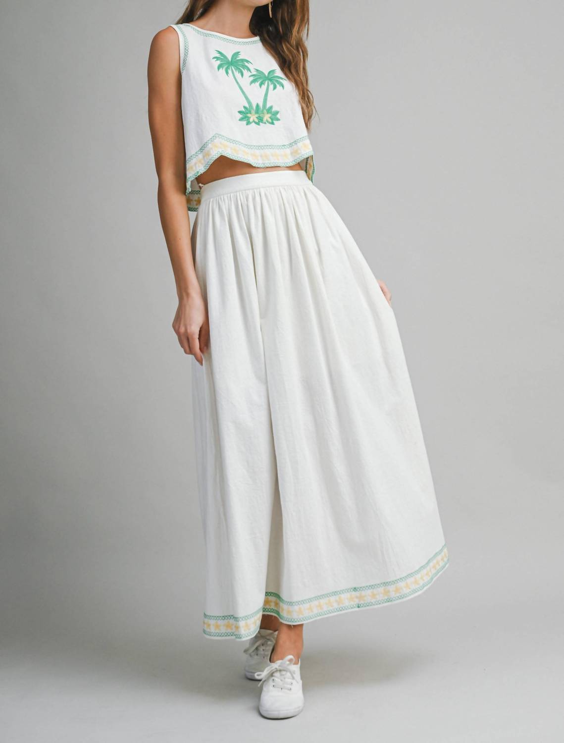 Le Cliche Palmette Embroidered Maxi Skirt in white - women's skirt - view 4