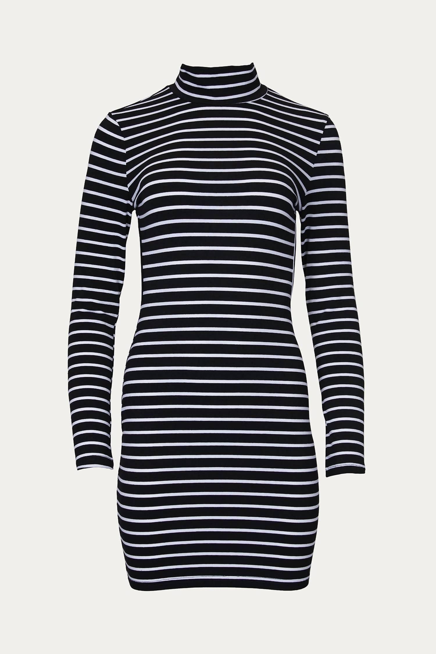 OPEN-BACK TURTLENECK MINI DRESS