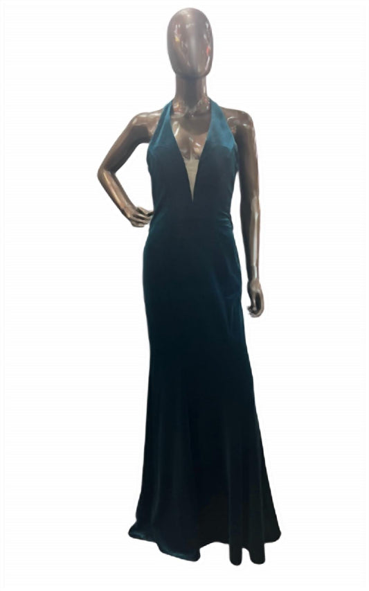 Halter neck velvet gown