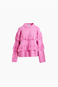 ESSENTIEL ANTWERP Johns Pullover Sweater With Fringe in pinky sugar - women's sweater - alternate view