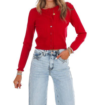 LE LIS Loving You Cardigan in ruby red - women's cardigan - alternate view