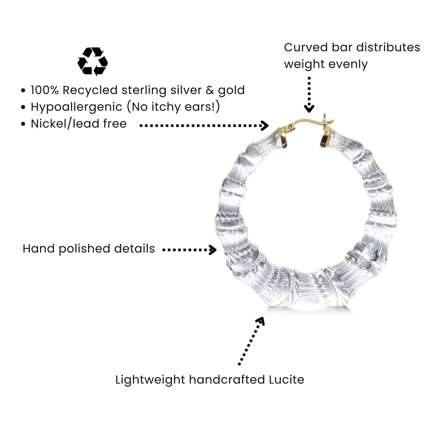 Gold & Honey - Women's Lucite Bamboo Hoop Earrings