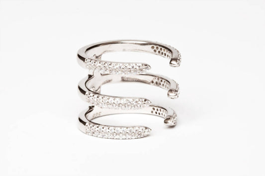 Avenue Chic - Women's Three Line Cz Cuff Ring