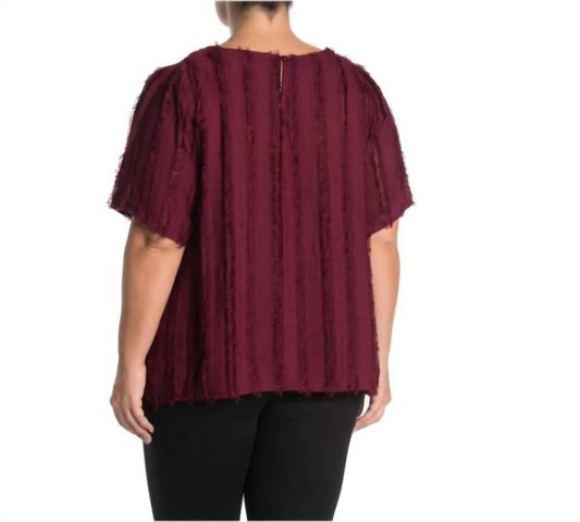Everleigh - Shadow Stripe Eyelash Merlot Fringe Top