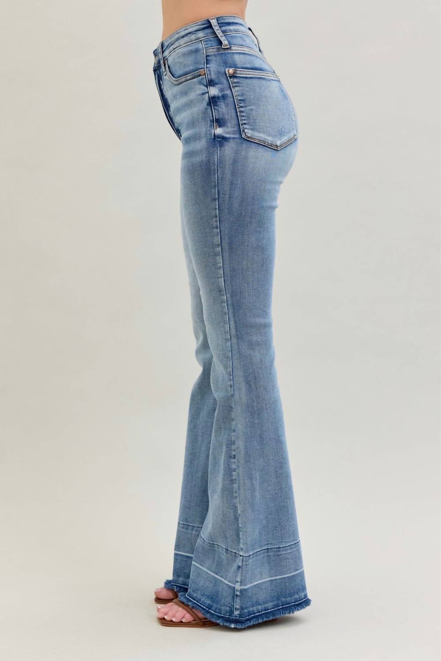 Judy Blue - High Waisted Tummy Control With Release Hem Flare Jeans