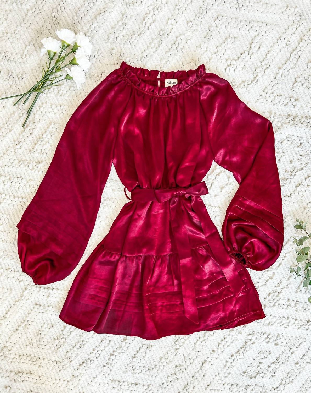 Peach Love - Silky Long Sleeve Dress