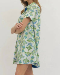 Entro - Creamy Spring Floral Short Sleeve Dress