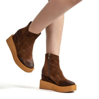 Antelope Women's Urban Platform Ankle Boots in chocolate brown - women's shoe - detail view