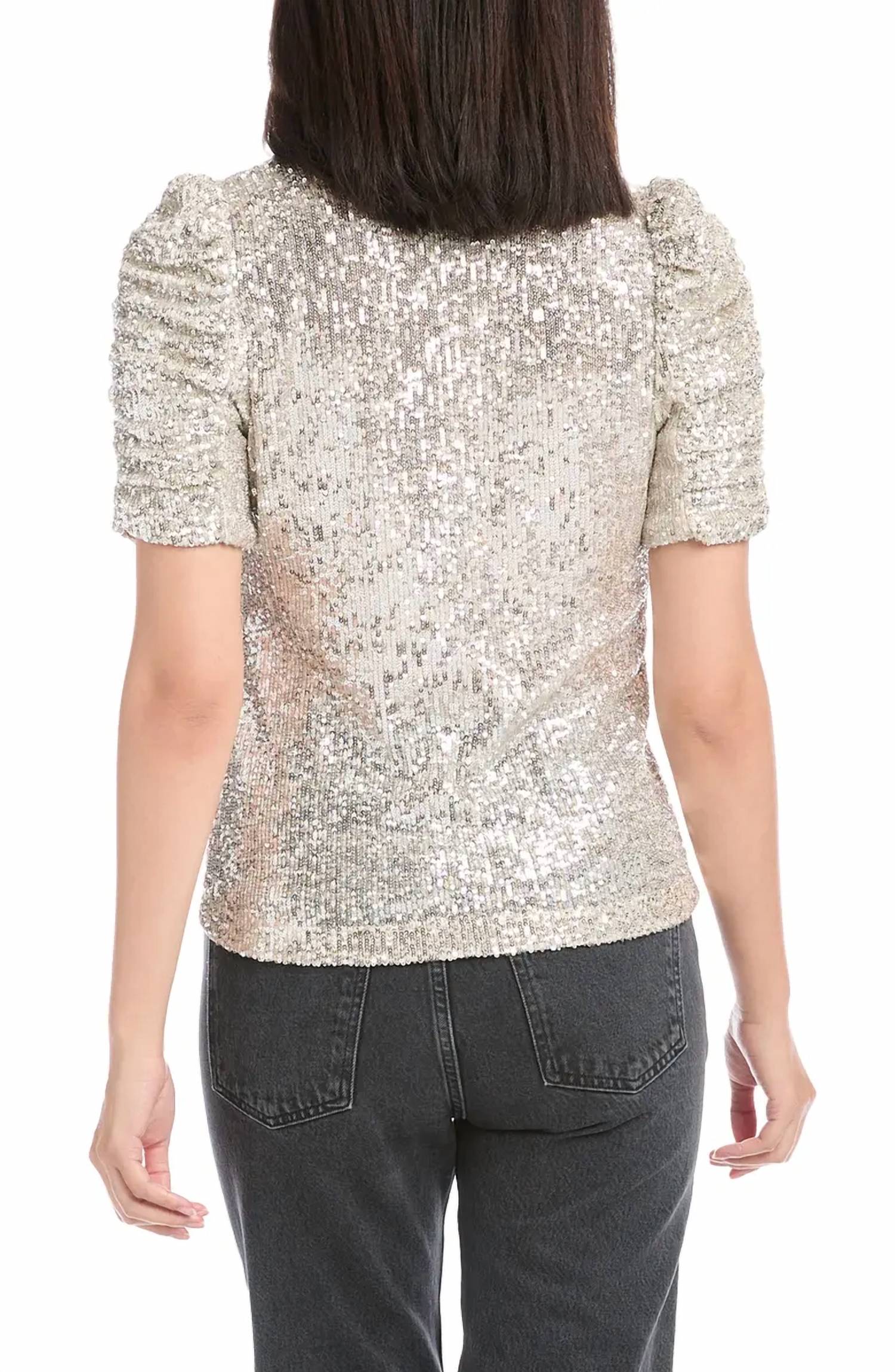 Sequin Puff Sleeve Top