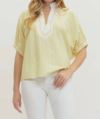 Entro - Striped Short Dolman Sleeve Top