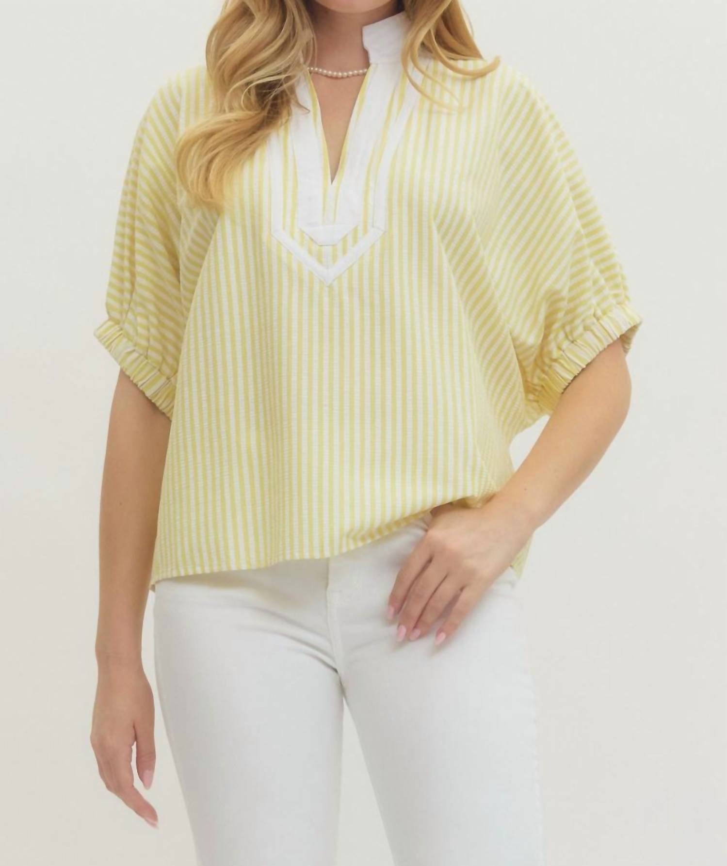 Entro - Striped Short Dolman Sleeve Top