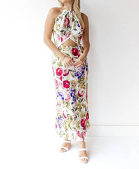 Fore Collection - Fruit Cut-out Halter Maxi Dress