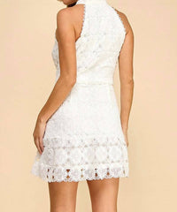 Baby Pink - Floral High Neck Mini Dress