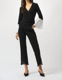 Joseph Ribkoff - Faux Wrap Bell Sleeves Tunic Top