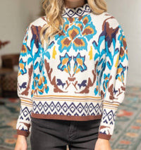 Voy - Vivid Print Smocked Sweater