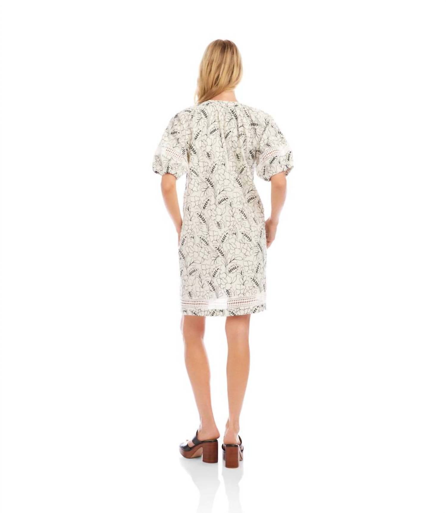 Karen Kane Puff Sleeve Tassel Dress in cream - women's dress - alternate view