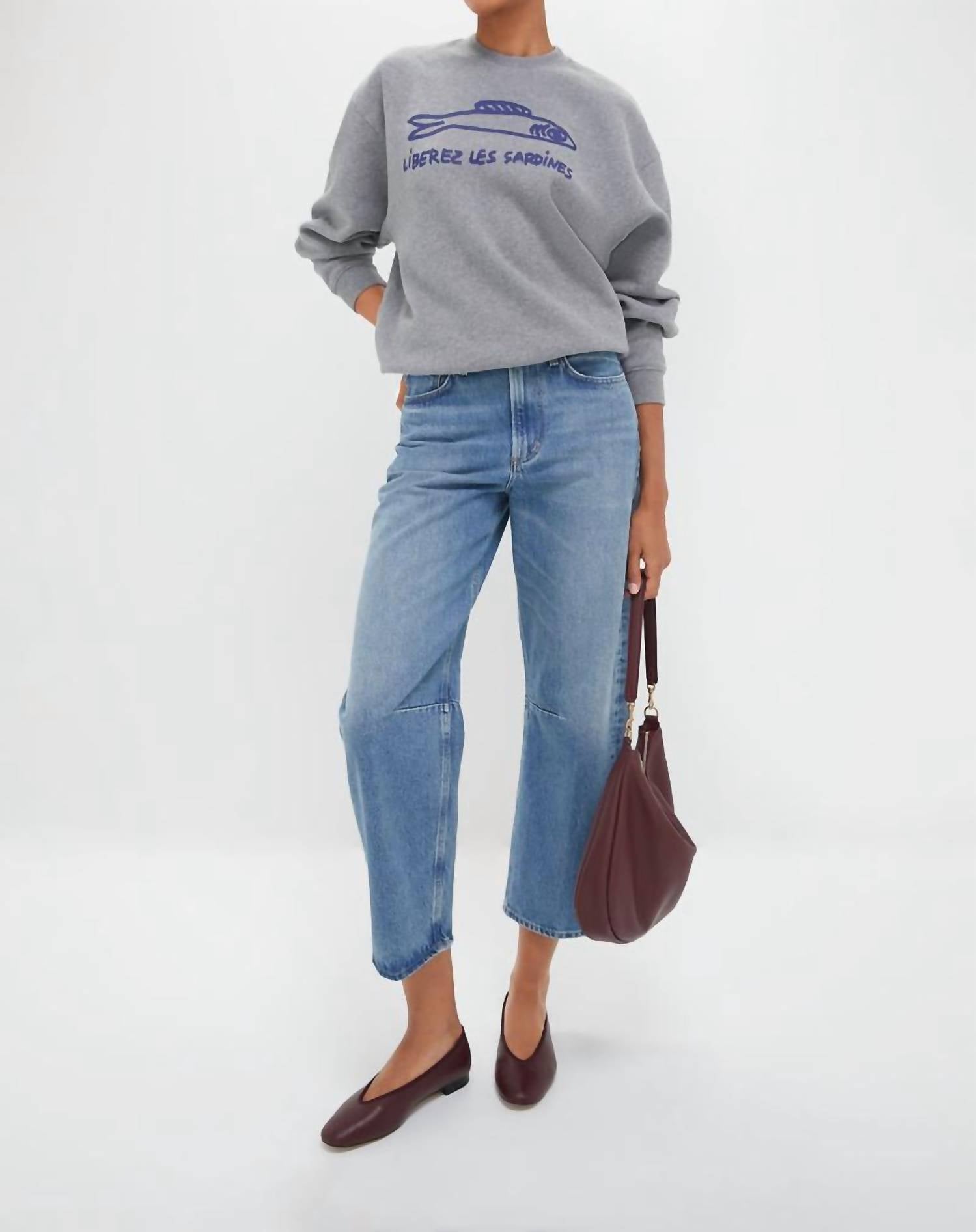 Clare V. - Oversized Sardine Crew Neck Sweatshirt
