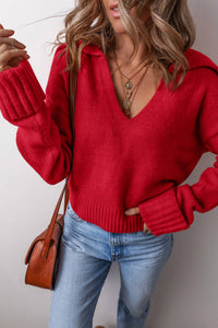 Little Daisy Closet Collared V Neck Sweater - women's sweater - alternate view
