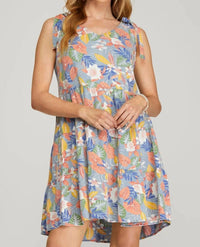 Umgee - Roxy Chambray Floral Dress