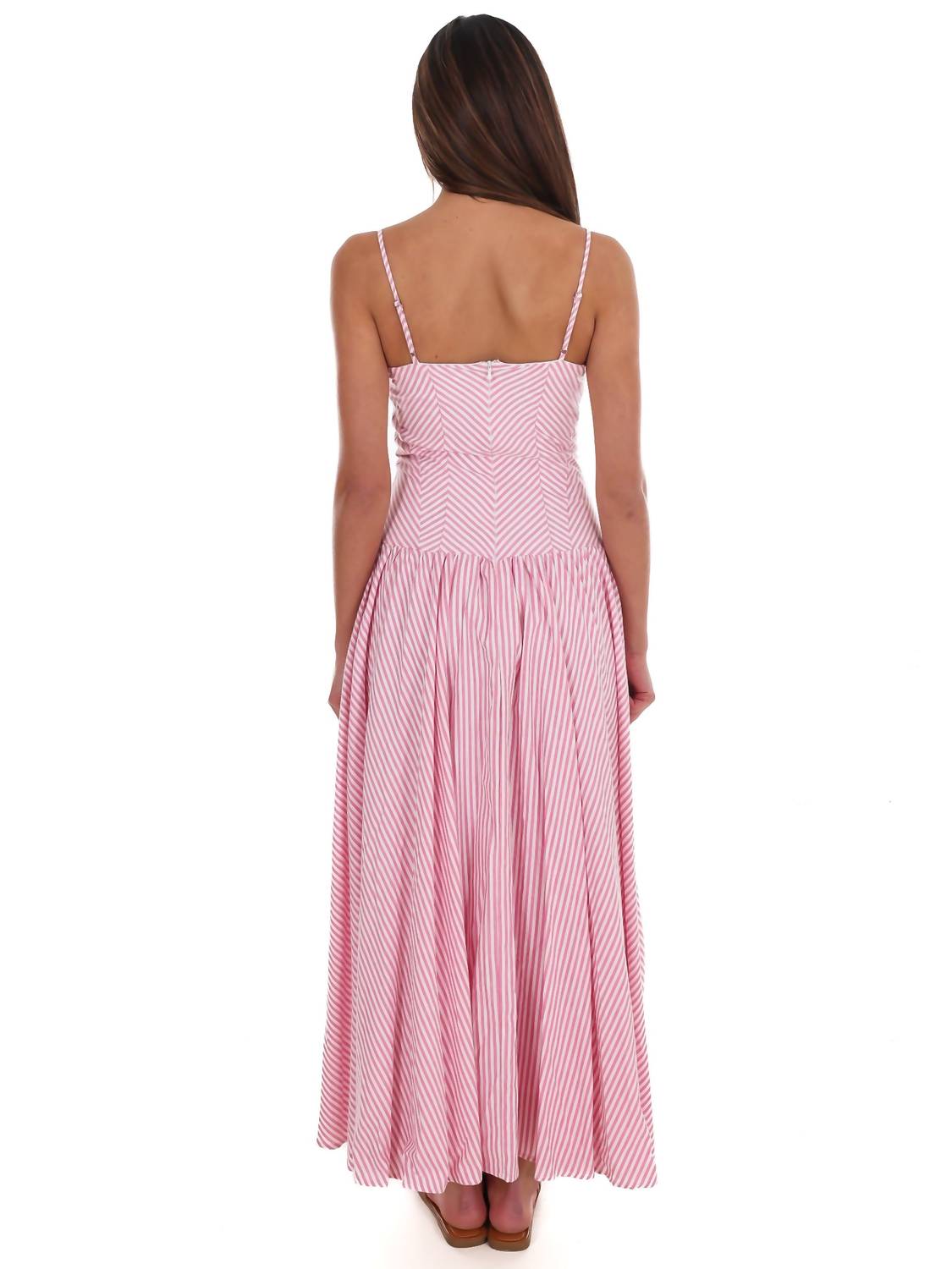 TCEC Oceanview Striped Maxi Dress in pink - women's dress - detail view