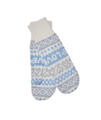 LoveShackFancy Women's Marnella Wool Winter Mittens in winter haze - women's accessory