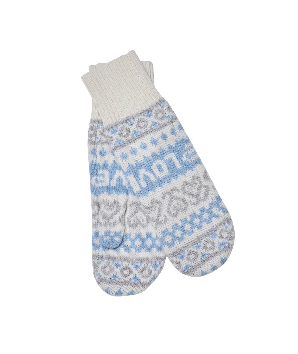 LoveShackFancy Women's Marnella Wool Winter Mittens in winter haze - women's accessory