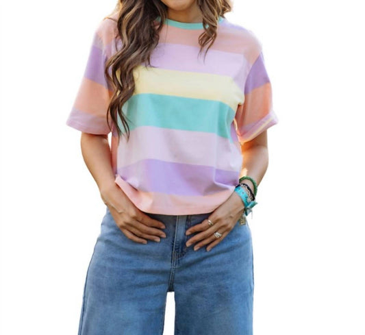 Adora - Color Block Short Sleeve Top