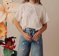 Love The Label - Women's Eyelet Scalloped Ruffle Top
