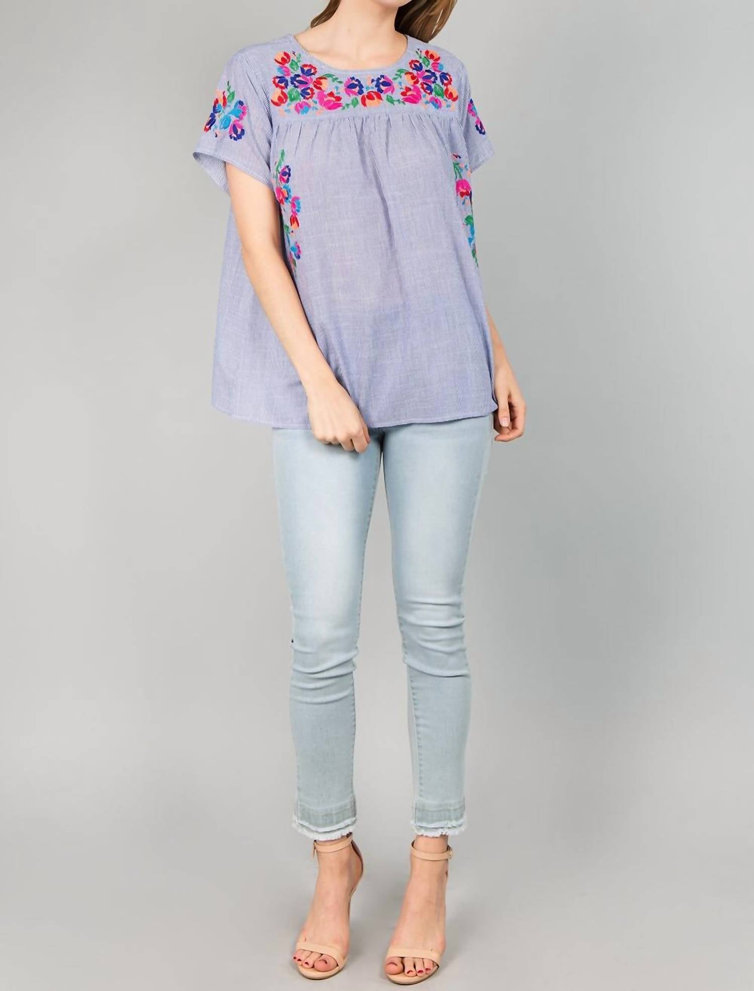 See And Be Seen - On The Border Embroidered Top