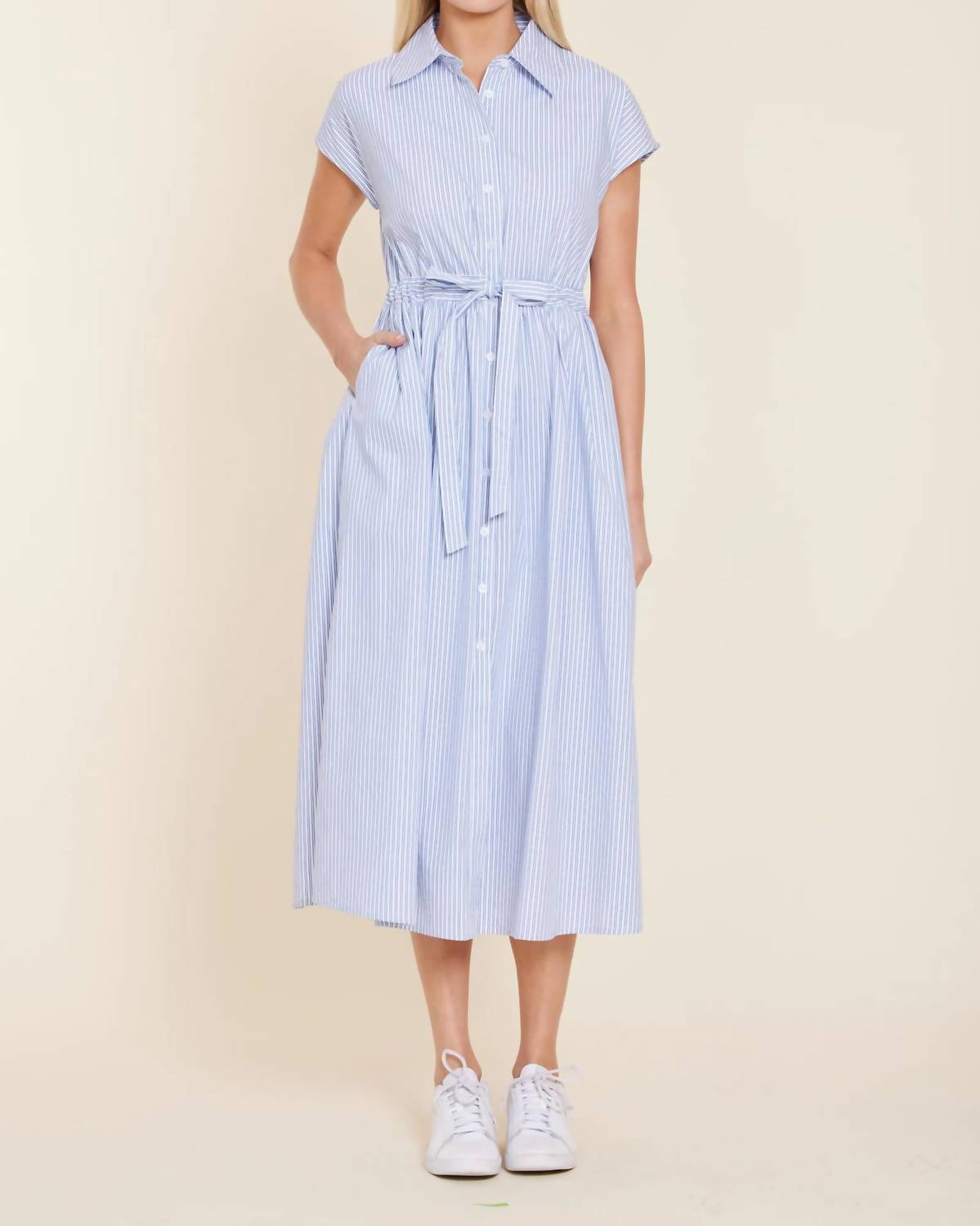 Dolce Cabo - Poplin Belted Shirt Midi Dress