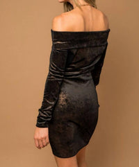 Gilli - Velvet Long Sleeve Off Shoulder Mini Dress