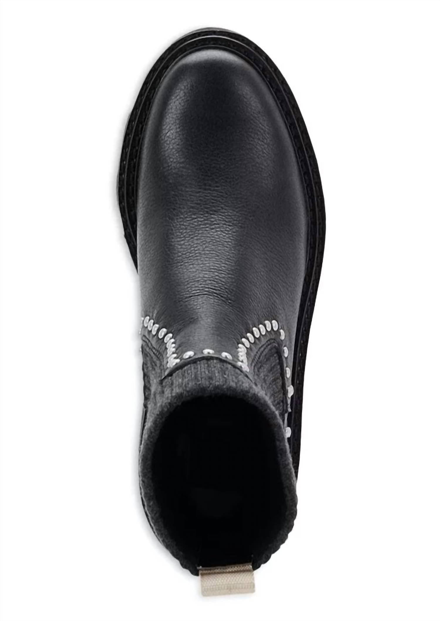 Dolce Vita Women's Leather Knit Chelsea Platform Stud Boot in black - women's shoe - detail view