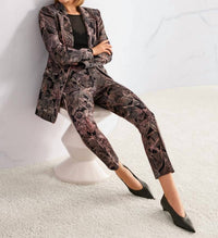 Marc Cain Sydney slim trousers with floral pattern in black and blush - women's pants - alternate view