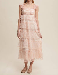 Listicle - Delicate Floral Embroidered Lace Maxi Dress
