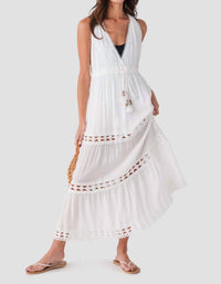 ELAN Tiered Maxi halter dress in white - women's dress