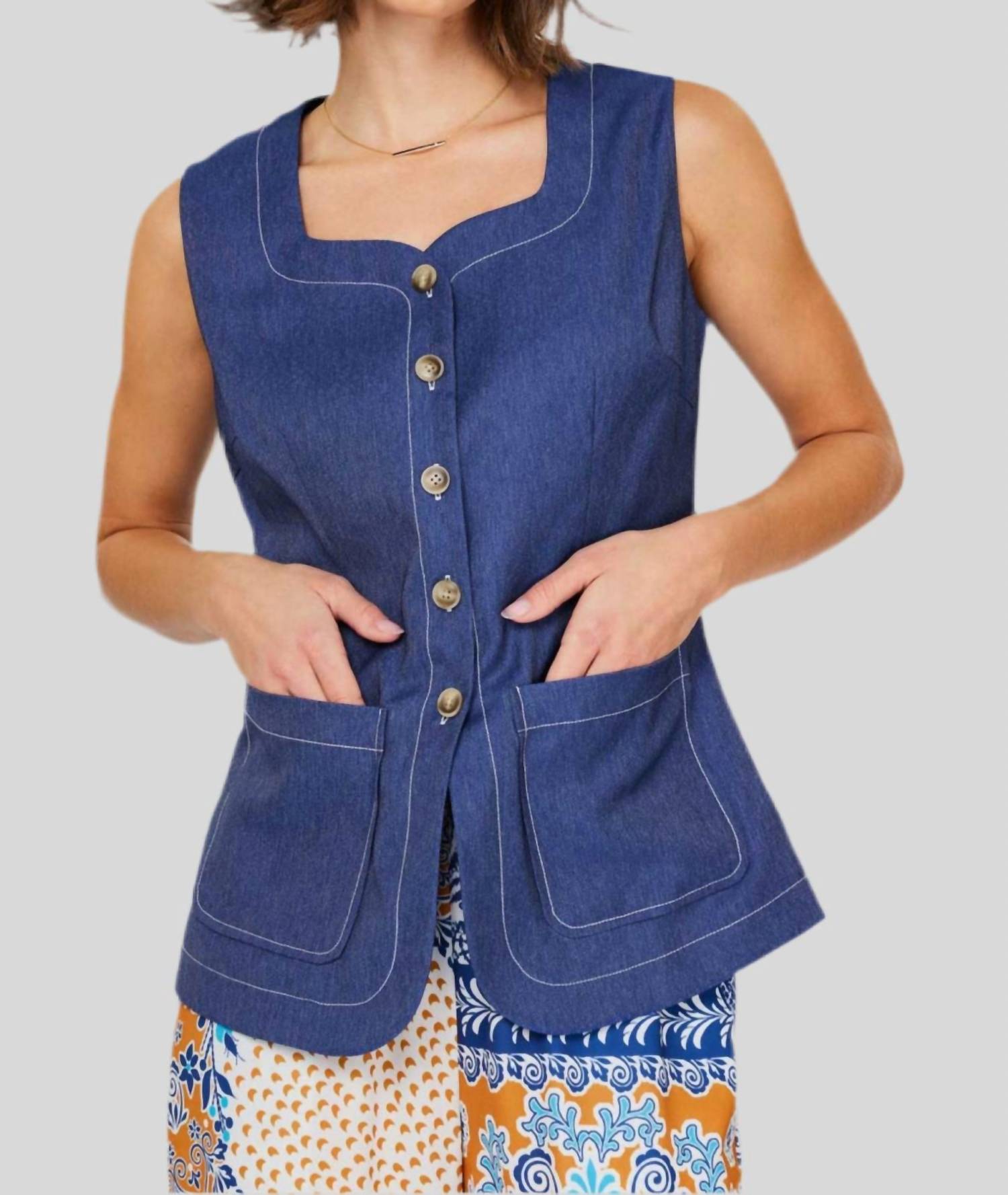 Current Air - Denim Button Front Vest